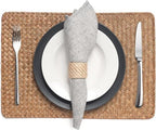 10 Pack Rectangular Woven Placemats, Rattan Wicker Table Mats, 17" x 12", Natural Seagrass Place Mats for Dining Table - Image 6