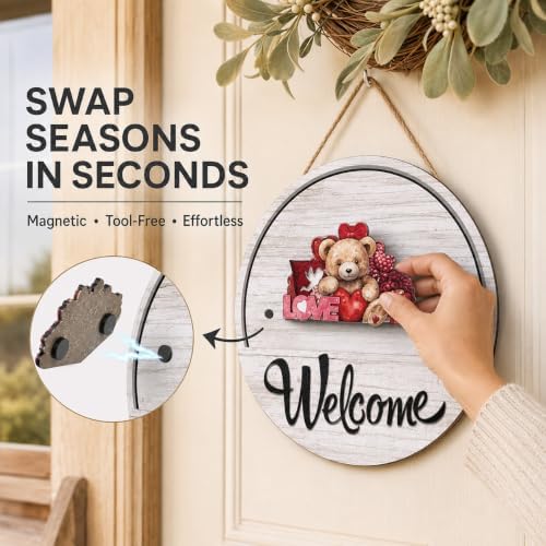 16 Pcs Interchangeable Welcome Sign for Front Door,Magnetic Welcome Sign，D - Image 3