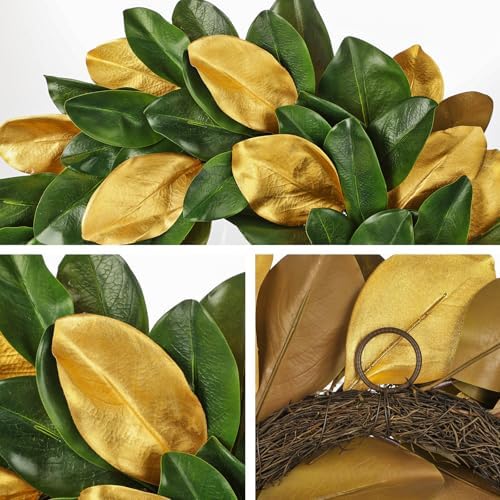 Briful 23in Christmas Magnolia Wreath for Front Door - Image 3