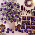 Lunmon 64 Pcs Purple Christmas Ball Ornaments 1.57/1.97/2.36 Inch by Lunmon