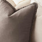 Foindtower Decorative Linen Fringe Throw Pillow Covers 22×22 Light Coffee - Image 5