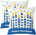 Erosebridal Hanukkah Throw Pillow Covers Christmas Menorah Stars Pillow Cases 24X24 Inch for Sofa Bed Couch,Watercolor Candle Lights Decorative Cushion Covers (Blue and White) 2Pcs by Erosebridal
