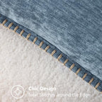 decorUhome Soft Chenille Throw Pillow Covers 22x22 Set of 2 Haze Blue - Image 3