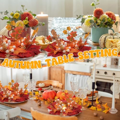 9 Sets Fall Candle Rings with Glass Votive Candle Holder Fall Centerpieces - Image 5