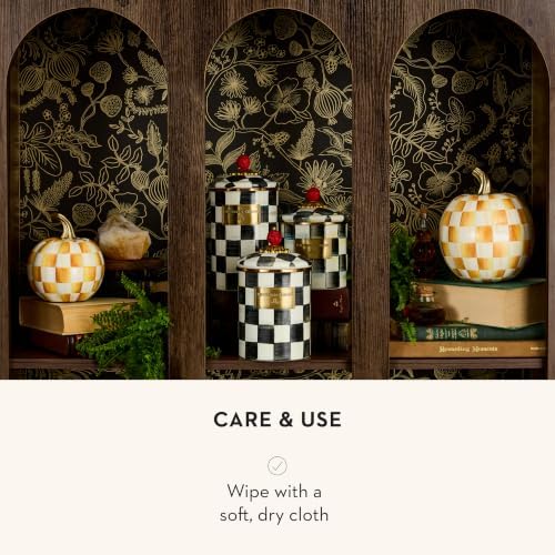 MACKENZIE-CHILDS Resin Pumpkin, Mini, Golden-Yellow-and-White Amber Check - Image 5
