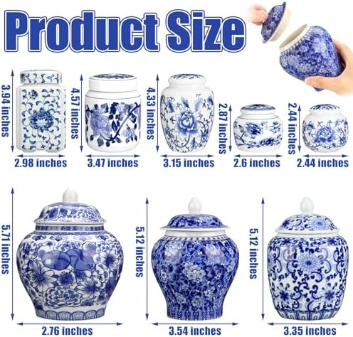 8 Pcs Small Blue and White Vases Chinoiserie Porcelain Vase, Stylish - Image 2