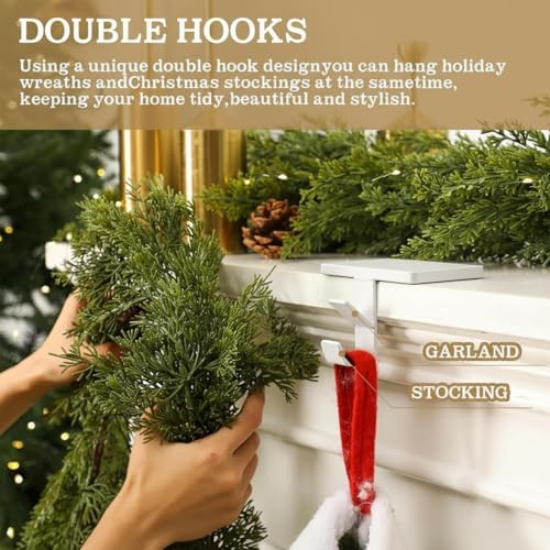 MorningRo 6 Pack 2 in 1 Stocking Holders for Mantle, White - Image 3