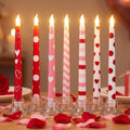 Lounsweer 8 Pcs Valentines Day Flameless Taper Candles 10 Inch LED Valentines Day Flameless Candle Pink Red and White Heart Battery Operated Long Unscented Candlesticks for Anniversary Party Table by Lounsweer