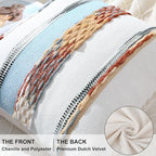 decorUhome Cream White and Light Blue Throw Pillow Covers 18x18 Set of 2 - Image 2