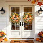 24 Inch Harvest Fall Wreaths for Front Door Outside with Dahlia & Pumpkins - Image 6