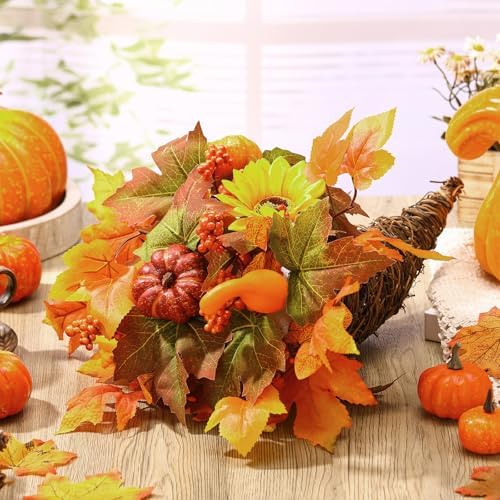Knitgrip Thanksgiving Fall Table Harvest Cornucopia Centerpiece, Orange by Knitgrip