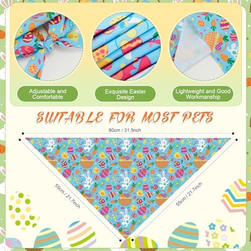 Abbylike 50 Pcs Easter Dog Bandanas Bulk Bunny Egg Carrot Bandanas for Dogs Triangle Kerchief Bibs Scarf Set for Pet Easter Costume Photo Props Accessories Pet Shops, 25 Styles (31.5 x 21.7 x 21.7) - Image 3