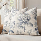 Set of 2 Euro Floral Pillow Covers 24x24 Inch Light Blue by SWANCOCO