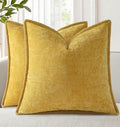 decorUhome Soft Chenille Throw Pillow Covers 26x26 Set of 2 Mineral Yellow by decorUhome