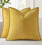 decorUhome Soft Chenille Throw Pillow Covers 26x26 Set of 2 Mineral Yellow by decorUhome