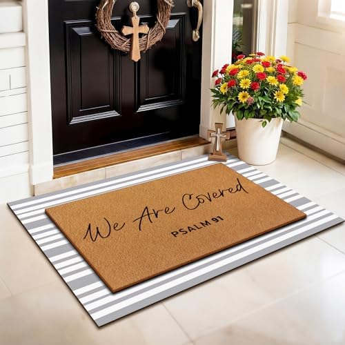Drydiet 2 Pcs Christian We are Covered Psalm 91 Christian Door Mat - Image 5