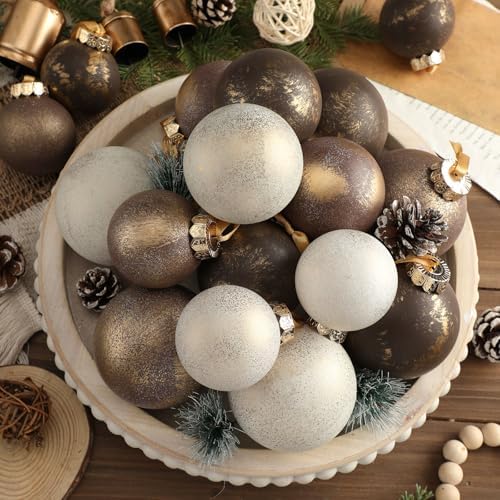 Yunlly 18 Pcs Neutral Christmas Ball Ornaments, Textured Xmas Tree Decor - Image 6