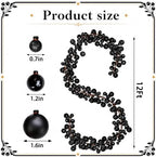 12ft Black Christmas Ball Garland Ornaments, Gothic Christmas Trees Garland - Image 2