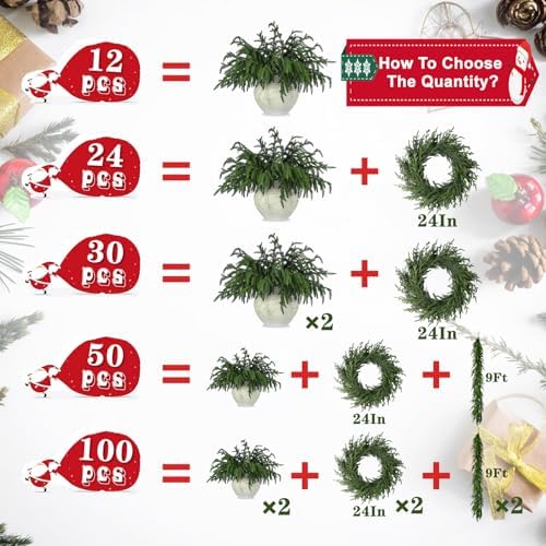 100 Pcs Realistic Christmas Pine Branches Natural Droopy Soft Bendable - Image 4