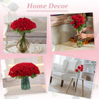 Cliselda 72pcs Red Roses Artificial Velvet Silk Flower Bulk for Home Decor - Image 6