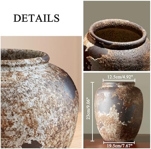 Smiletag Rustic Vase for Home Decor, Farmhouse Terracotta Vases, Stone Vases, Large Vases for Living Room Decor, Rustic Flower Vase Decoration for Living Room - Image 6
