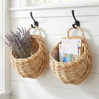 DOITOOL Willow Wall Basket, 2PCS Flat Back Woven Hanging Planter, Semi Circular Baskets, Boho Flower Holder, Wall Hanging Willow Storage for Indoor Outdoor Plant Flower Fruit Kitchen Storage - Image 2
