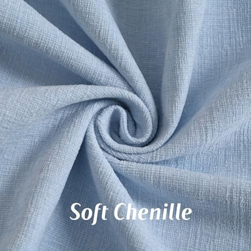 FUTEI Pack of 2 Chenille Throw Pillow Covers 20x20 Inch, Light Blue - Image 2