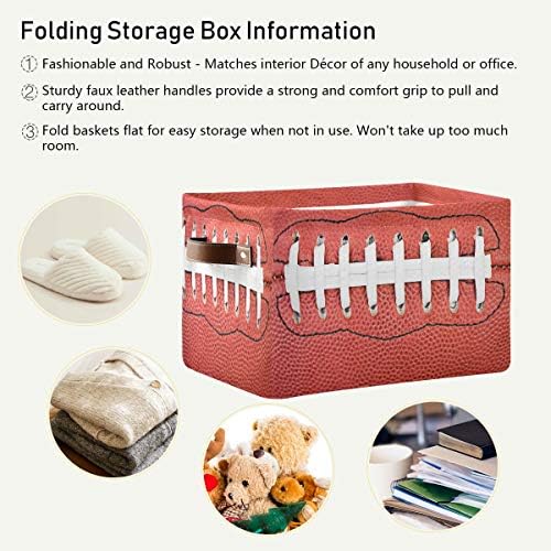 Storage Basket Cube American Football Laces Large Collapsible Toys Storage Box Bin Laundry Organizer for Closet Shelf Nursery Kids Bedroom,15x11x9.5 in,2 Pack - Image 5