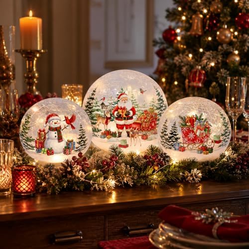 Capoda 3 LED Glass Orbs Christmas Menorah Dreidel Star Decorations - Image 7