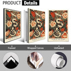 Chinese Lunar Year Of The Snake Art Print – Mysterious & Sophisticated Zodiac Wall Decor with Peony Floral Pattern for Home Office and Apartment 24X36 in Unframed - Image 2