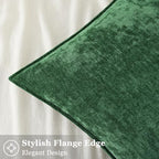 decorUhome Chenille Green Velvet Throw Pillow Covers 24x24 Set of 2 - Image 3