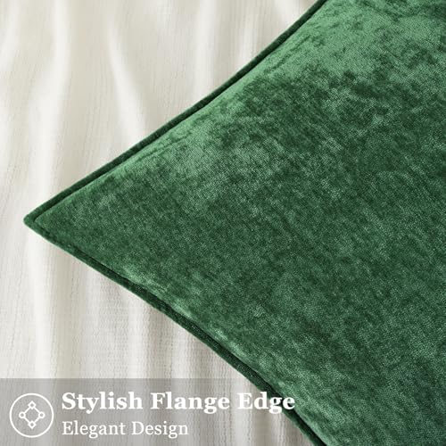 decorUhome Chenille Green Velvet Throw Pillow Covers 24x24 Set of 2 - Image 3