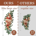 Ting's time Wedding Arch Flowers Pack of 2 Artificial Silk Large Flower Swag Welcome Sign Floral Swag Reception Backdrop Floral Decor for Fall Wedding Party Ceremony (Burnt Orange) - Image 2