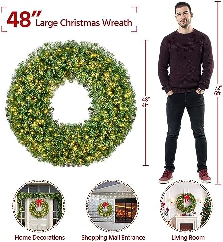 Yaheetech 48in Large Artificial Christmas Wreath - Image 3