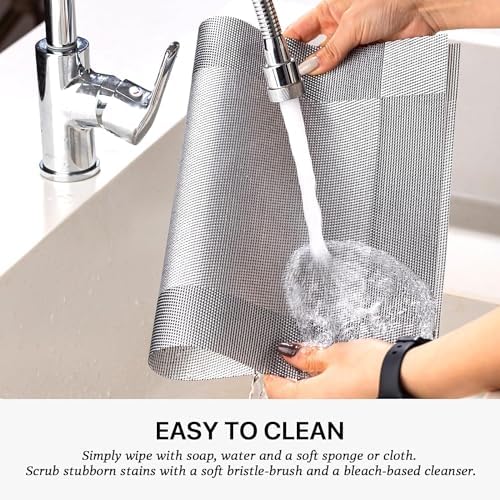 LEXMORE PlaceMats Set of 12 Vinyl/Plastic Woven Place Mats for Kitchen Table Indoor/Outdoor Washable PlaceMat Wipeable Dining Table Mats(Silver Cube) - Image 4