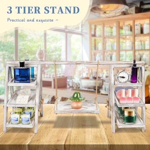 Flenpptly Wooden Cupcake Stand, 3 Tier Cupcake Display Stand, White - Image 6