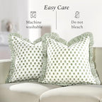 CPC Lotus Meadow Hand Block Print 100% Cotton Ruffle Throw Pillow Cover 24x24 inch with Hidden Zipper Decorative for Couch, Bed, Sofa, Farmhouse, Cottagecore Decor Gift Christmas Fall Thanksgiving - Image 4