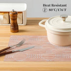 Leetaltree Coral Placemats Set of 12 - Heat Resistant Non-Slip Place mats for Dining Table, Washable Durable PVC Vinyl Woven Table Mats（Coral, 12） - Image 4
