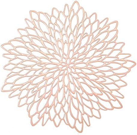 12 PCS Decorative Placemats Vinyl Hollow Table Mats Non-Slip Heat Insulation Dinner Mat Metallic Philopack(Rose Gold-12) by PHILOPACK