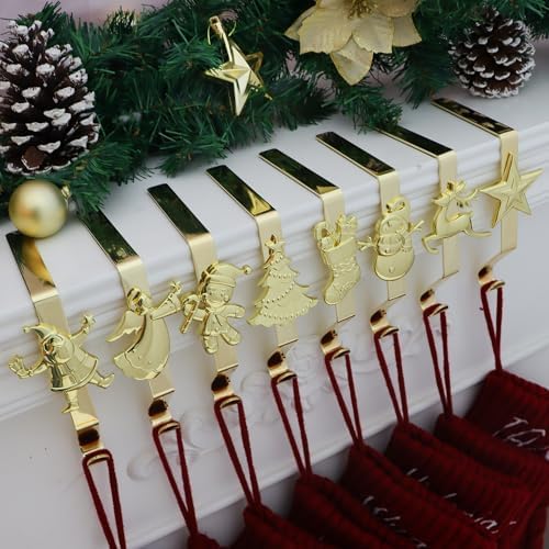 Christmas Stockings hooks, Gold Christmas Stockings holder for Mantle Set of 8, Reusable Christmas Stocking Hooks, No-Damage Xmas Hanger for Fireplace Stand Christmas Decoration Ornaments Hanging - Image 4