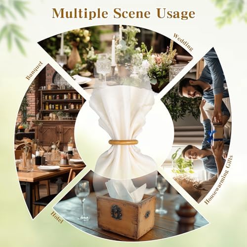 Thenshop 200 Pcs Decorative Wooden Napkin Rings Bulk Exquisite, Brown - Image 4