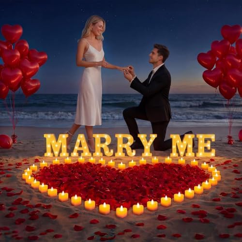 Marry Me Sign Light Up Letters, Proposal Decorations Kits Romantic Night - Image 6