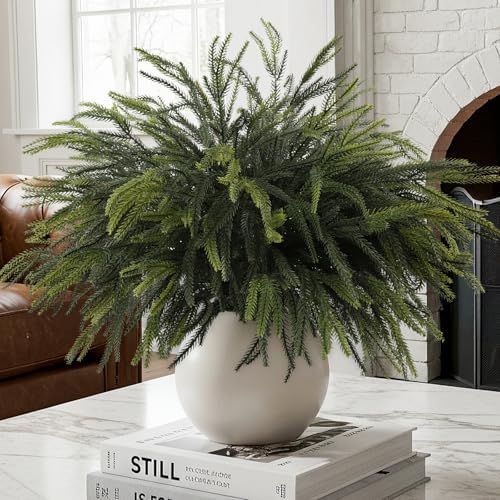 36Pcs Christmas Norfolk Pine Stems, Real Touch Branches, Greenery Picks - Image 4