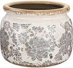 7.7" Large Ceramic Plant Pot Beige Gray Rustic Peony Crackle Glaze Rustic Flowers Pot Decorative Planter with Drainage for Indoor Outdoor Plants Home Kitchen Office Decor Gift by Unknown