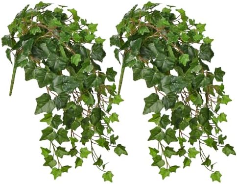 Hollyone 2pcs Artificial Hanging Plants 24" Fake Ivy Vine Faux Ivy Leaves Hanging Plant Greenery for Wall House Room Patio Indoor Outdoor Home Shelf Office Wedding Decor, UV Resistant by Hollyone