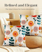 Embroidered Throw Pillow Covers 18x18 Inch - Set of 2 Summer Decorative Pillow Covers with Zipper Aesthetic Cute Design Throw Pillowcases for Couch Sofa Bed, Plants - Image 5