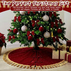 Roowest 48 Inch Burgundy Christmas Tree Skirt Velvet, Round - Image 6