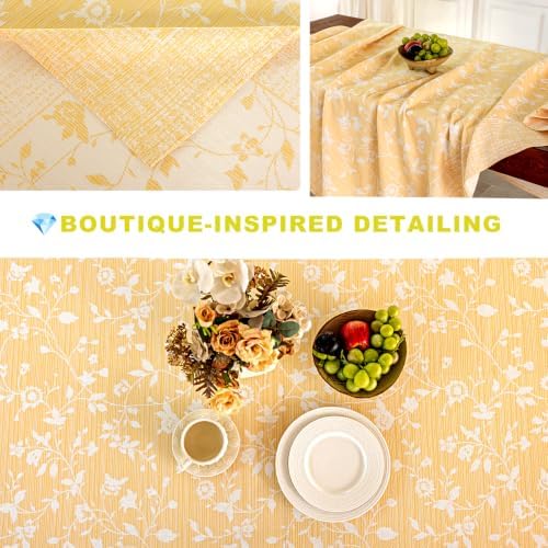 Midsummer Breeze Yellow Floral Farmhouse Tablecloth Rectangle 60x102 inch - Image 6
