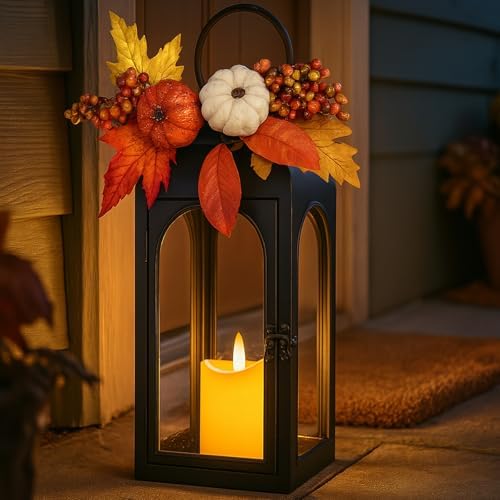 Bdor Fall Lanterns LED Candles 2 Pack 16 Inch Thanksgiving Decor Timer - Image 3