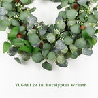 Summer Wreaths for Front Door, 24 in, Eucalyptus Leaf, White Berry - Image 6